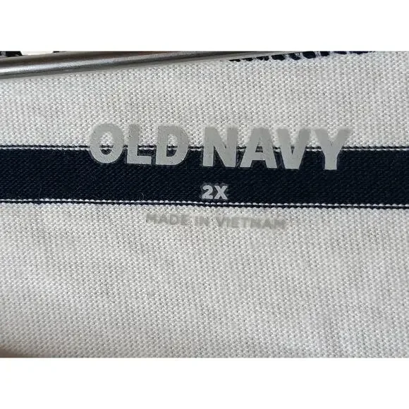 New Old Navy Mariner Stripe Long Sleeve Top 2X Navy White 100% Cotton - Picture 11 of 13